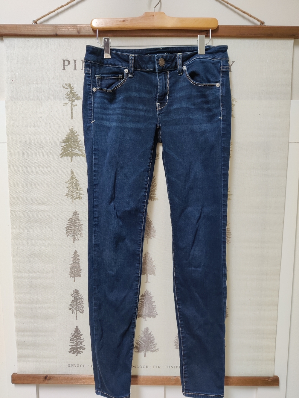 American Eagle Super Stretch Skinny Jeans Dark Indigo Wash Low Rise Size 6